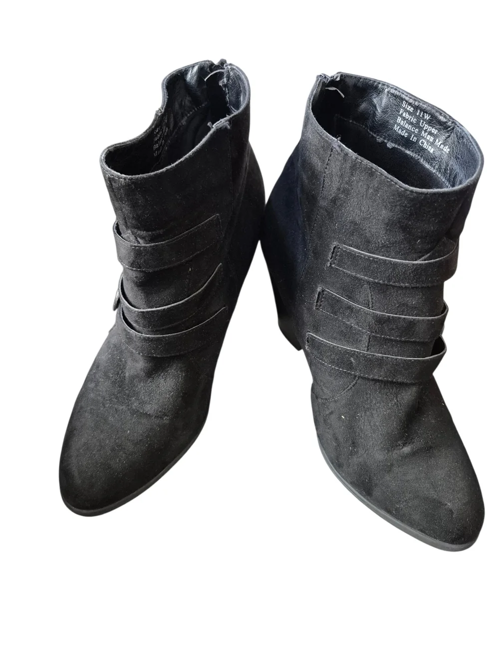 Lane Bryant Black Suede Buckle‎ Ankle Boots 11 W